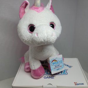 Ganz Webkinz Next White Pink Unicorn Plush Stuffed Animal 1st Edi NWT with Code